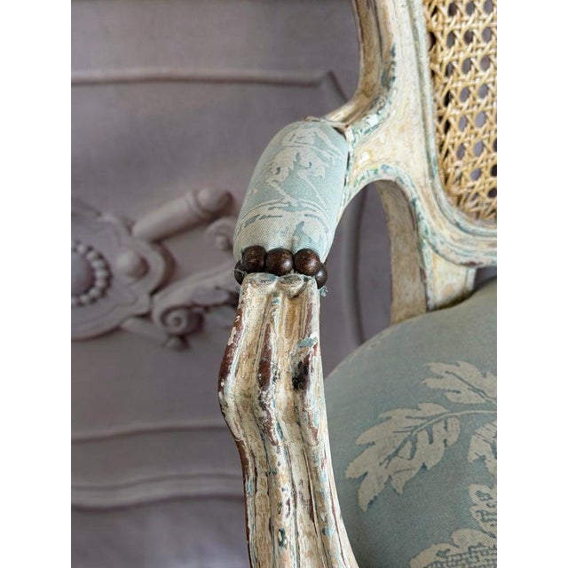 French Provincial French Louis XV Fauteuil Vanity Chair, Beechwood, Circa 1880-1900 For Sale - Image 3 of 16
