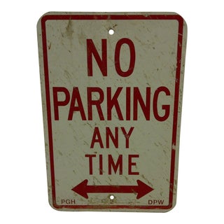 Vintage "No Parking" Sign Circa 1950 For Sale