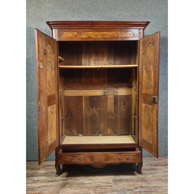 Wood Large Antique Walnut Wardrobe, 1700s For Sale - Image 7 of 9