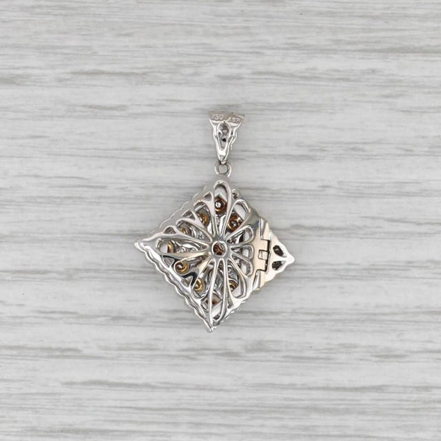 0.37ctw Diamond Ornate Pendant 18k White Yellow Gold Openwork Diffurser For Sale - Image 4 of 7