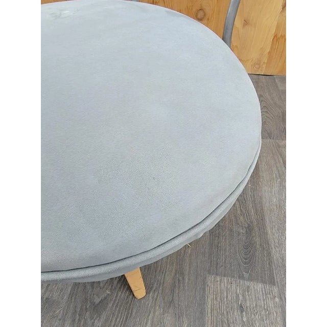 Wood Vintage Modern Galerkin Design Swivel Chair With Attached Side Table For Sale - Image 7 of 9