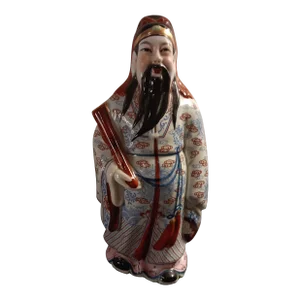 1970s Asian Famille Rose Porcelain Scholar With Scroll Figurine, Circa Late 20th Century