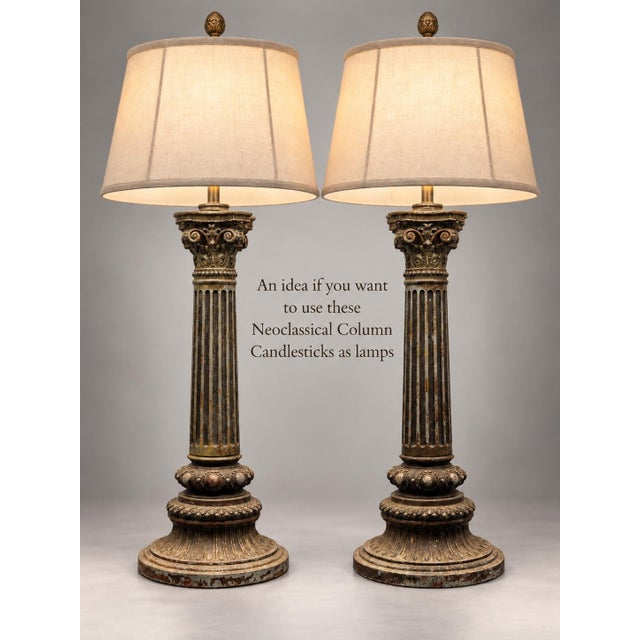 Late 19th Century Corinthian Column Candlesticks a Pair , For Sale - Image 9 of 12
