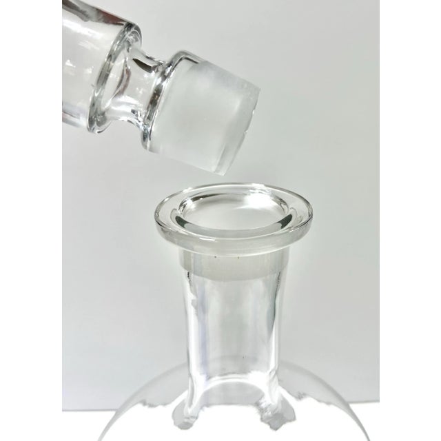 Transparent Vintage Etched Sailing Ship Glass Decanter With Cobalt Nautical Bar Bowl For Sale - Image 8 of 9