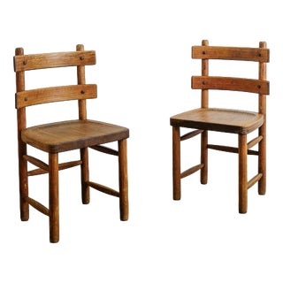 Mid-Century Swedish Wooden Sandhamn Dining Chairs by Axel Einar Hjorth for Nordiska Kompaniet, 1930s, Set of 2 For Sale