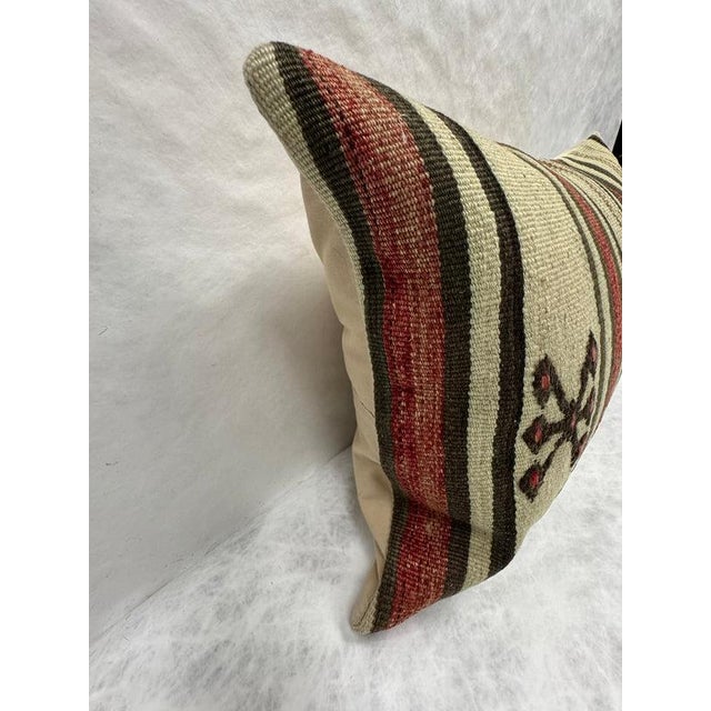 Turkish Hemp Pillow Cushion Natural Red Brown Pillow Cushion Cover 16" x 24" For Sale - Image 4 of 4