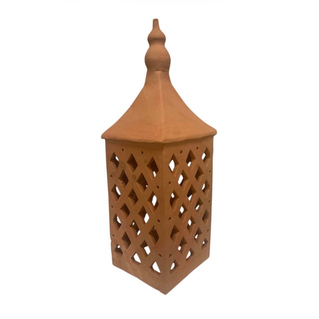 Vintage Moroccan Handmade Terracotta Lanterns - a Pair For Sale - Image 4 of 8