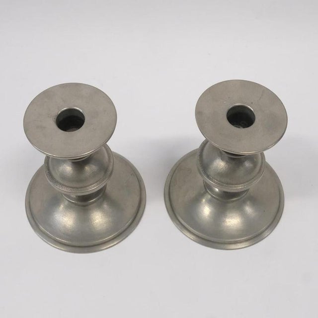 Scandinavian Modern Pewter Candlesticks by Edvin Ollers, 1971, Set of 2 For Sale - Image 3 of 8