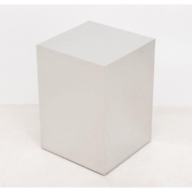 Pair of Paul Evans Style Polished Aluminum and Wood Side Tables For Sale In New York - Image 6 of 7
