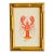 Original Hand-Painted Blue Lobster Paintings in a Gold Finish Bamboo Frame For Sale