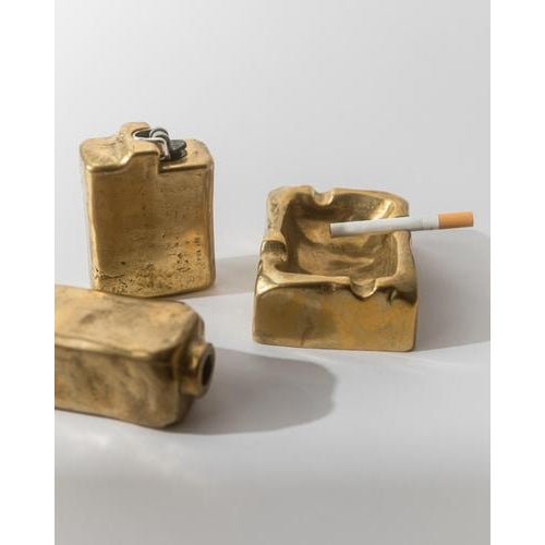 Metal Vintage Brutalist Bronze Desk Set, 1960s, Set of 3 For Sale - Image 7 of 11