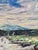 Impressionist oil painting of the Storforsen Rapids at the Pite River in Northern Sweden. The painting utilizes sgraffito...