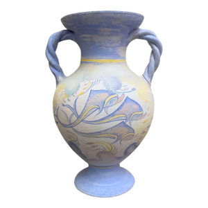 Vintage Minoan Dolphin Ceramic Braided Handle Vase