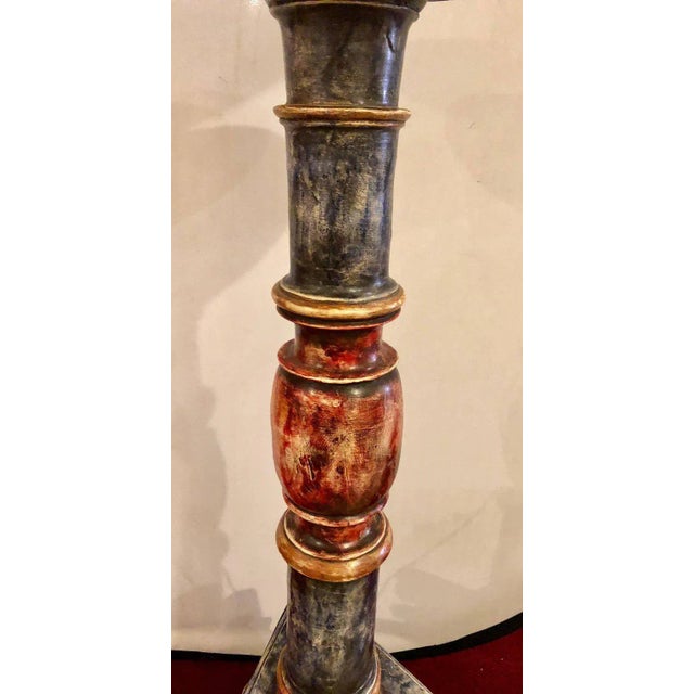 Red Painted Italian Continental Candle Prick Standing Lamp, 18th-19th Century For Sale - Image 8 of 13
