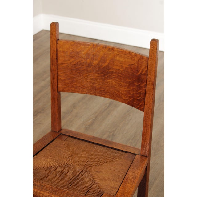 Antique Stickley Brothers Mission Oak Rush Seat Side Chair For Sale - Image 9 of 12