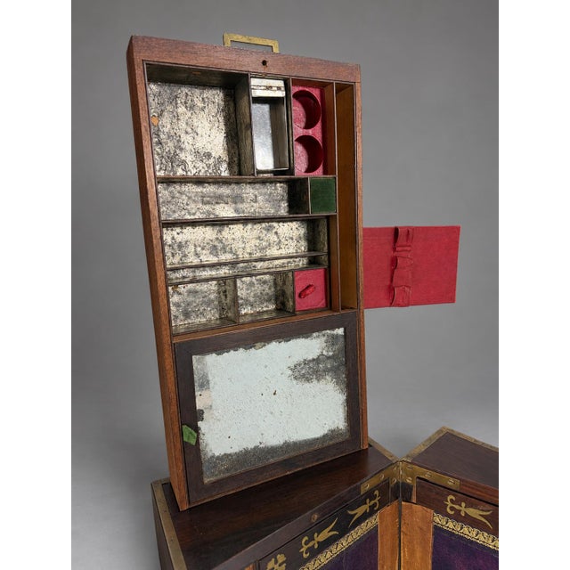 English Regency Brass-Inlaid Rosewood Lap Desk and Dressing Case, Circa 1820 For Sale - Image 9 of 11