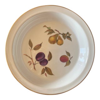 Vintage English Farmhouse Evesham Porcelain Oven Proof Pie Plate 10.5"d For Sale