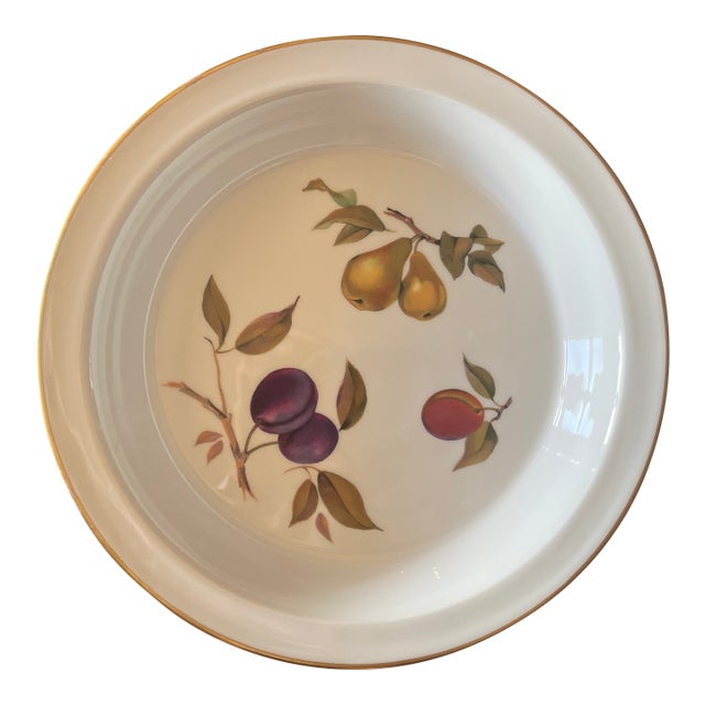 Vintage English Farmhouse Evesham Porcelain Oven Proof Pie Plate 10.5"d For Sale