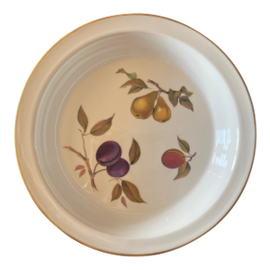 Vintage English Farmhouse Evesham Porcelain Oven Proof Pie Plate 10.5"d
