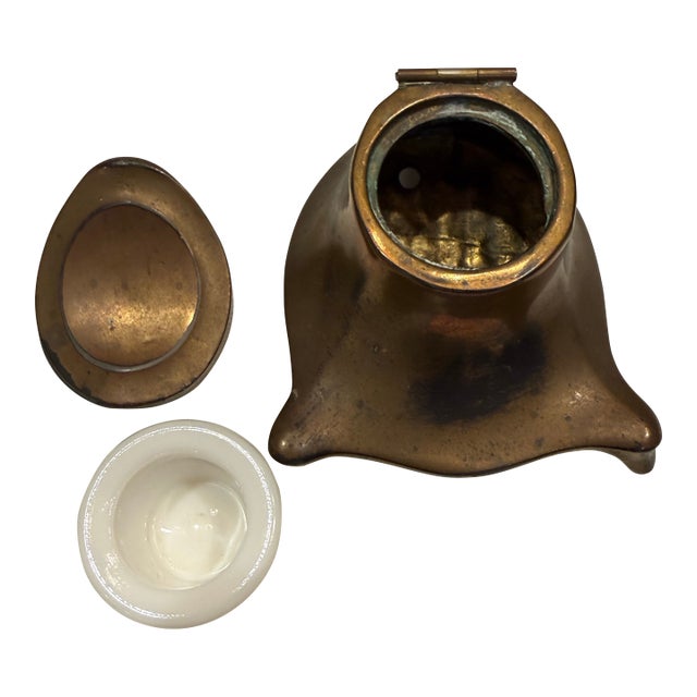 Antique Brass Jenning Brothers Art Nouveau Styled Inkwell For Sale