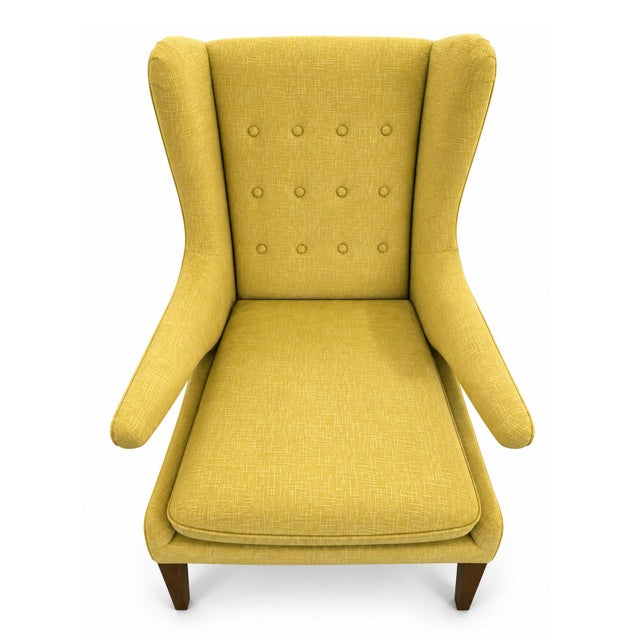 Boho Chic Lemon Wingback Accent Chair For Sale - Image 3 of 5