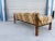 1970s Vintage Brutalist Wood, Brass, and Striped Upholstered Sofa For Sale In Los Angeles - Image 6 of 12