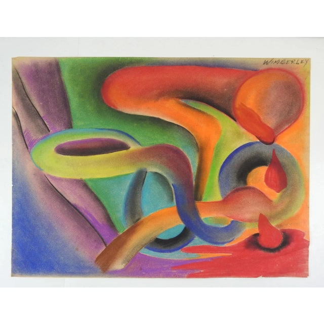 Abstract Mid 20th Century Colorful Abstract Pastel Painting For Sale - Image 3 of 4