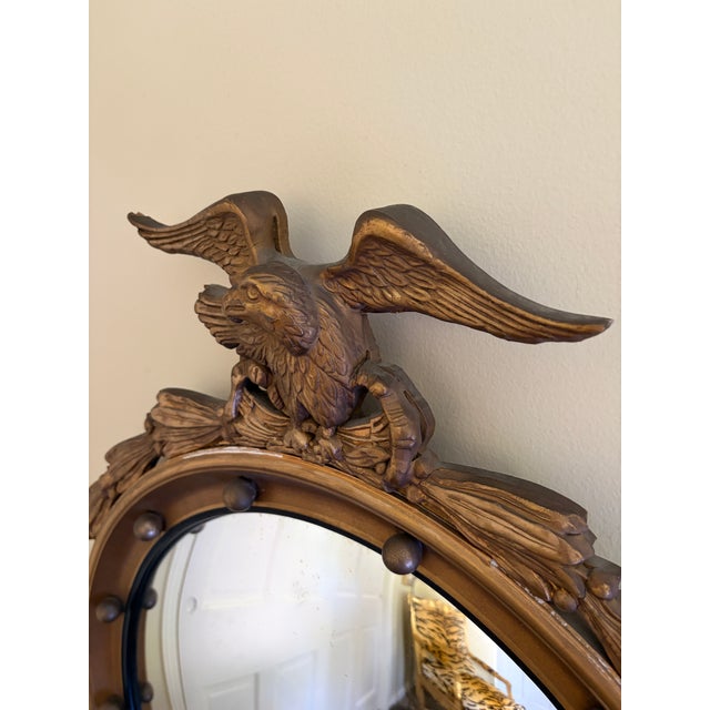 English American Federal Giltwood Eagle Bullseye Convex Mirror For Sale - Image 3 of 12