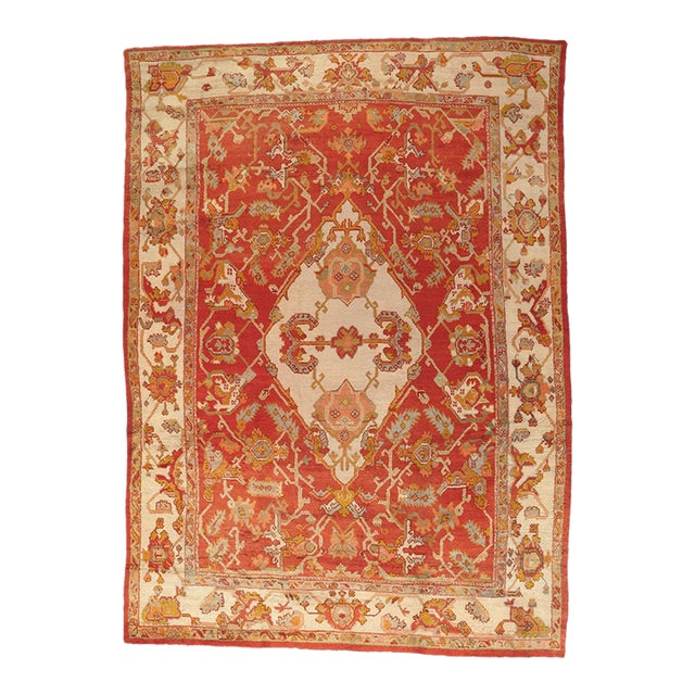 Antique Turkish Oushak Rug, 11'08 X 16'02 For Sale