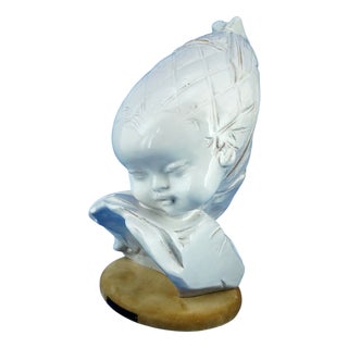20th Century Futurist Ceramic Sculpture Bust of Girl by Domenico Matteucci, Italy For Sale