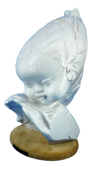 20th Century Futurist Ceramic Sculpture Bust of Girl by Domenico Matteucci, Italy