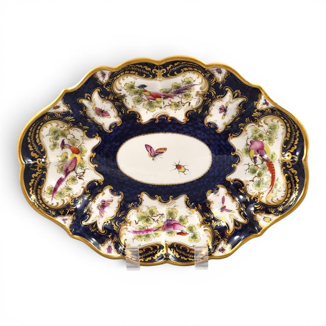 Blue Scale Cabinet Dish with Exotic Birds from Royal Worcester, 1901 For Sale - Image 11 of 11
