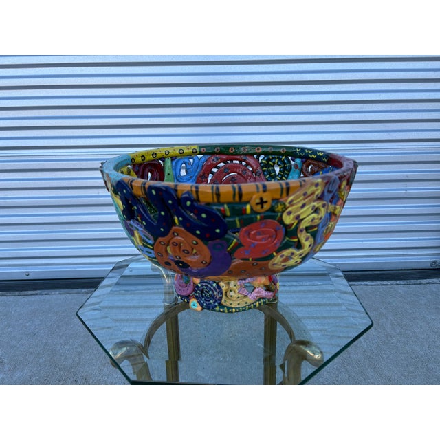 1990s Post Modern Glazed Ceramic Bowl For Sale - Image 5 of 18