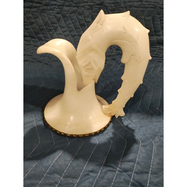 French 19th Century Carved Alabaster Ewer Form Lamp With Serpent Handle For Sale - Image 4 of 5
