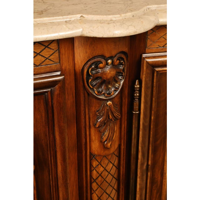 French Louis XV Style 106" Long Marble Top Walnut Sideboard For Sale - Image 12 of 18