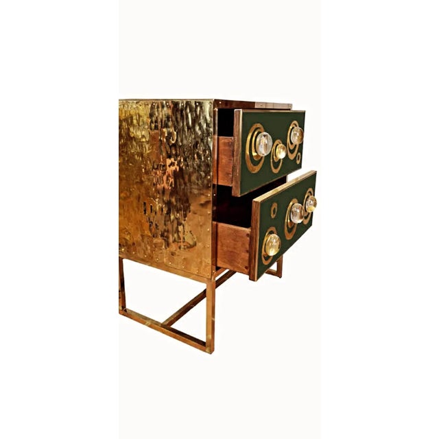 Not Yet Made - Made To Order Bedside Tables with Hand-Embossed Brass and Murano Glass from Justfurnituress SRL, Set of 2 For Sale - Image 5 of 11