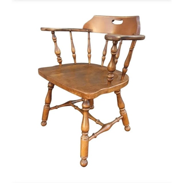 Ethan Allen 1970s Ethan Allen Heirloom Nutmeg Maple Lowback Windsor Chairs, a Pair For Sale - Image 4 of 9