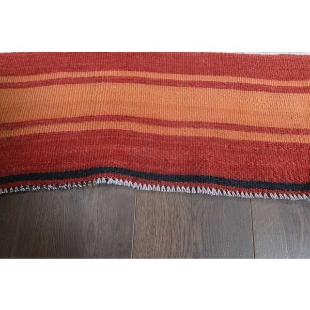 1970s Vintage Handmade Wool Cotton Kilim Runner Rug For Sale In San Francisco - Image 6 of 10