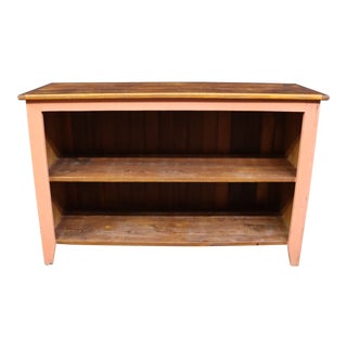 Rustic Reclaimed Pine Salmon Painted Bookcase For Sale
