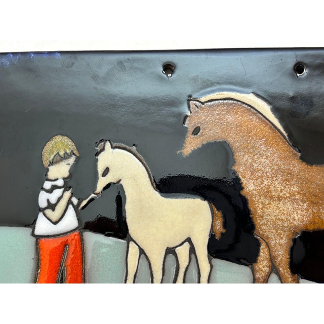 Mid 20th Century Vintage Arnold Wiigs Fabrikker Norwegian Ceramic Wall Plaque Scandinavian Art For Sale - Image 5 of 8