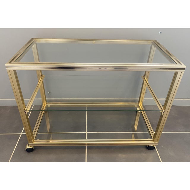 Vintage Storage Unit in Gold-Plated Metal and Glass by Pierre Vandel, 1970s For Sale - Image 16 of 16