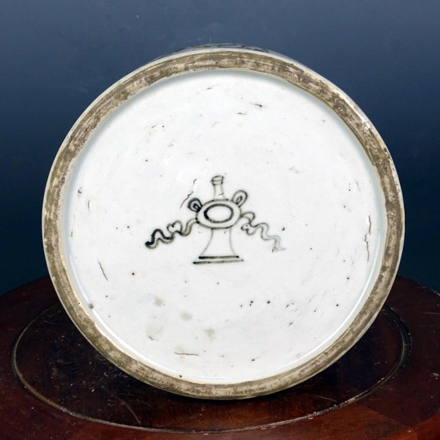 Ceramic Chinese Vintage Ceramic Vase,Blue and White Porcelain Bell-Shaped Vase Hand Painted Dragon Pattern For Sale - Image 7 of 9