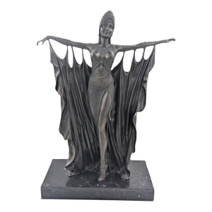 Art Deco Style Bronze Sculpture of Dancer Showgirl After Demetre Chiparus 21"