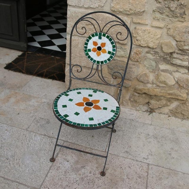 Vintage French Folding Garden Chair in Wrought Iron, 1970s For Sale - Image 4 of 9
