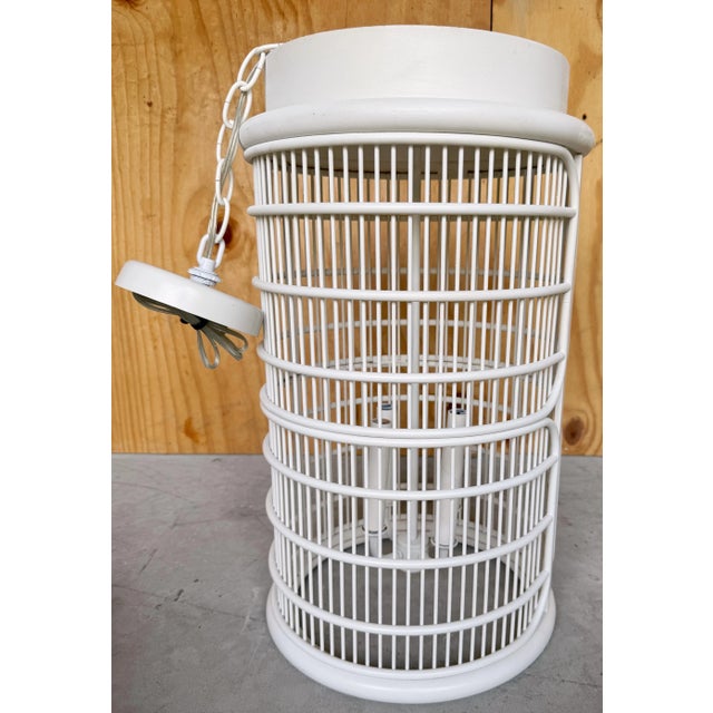 French Modern Wrought Iron White Lantern For Sale - Image 11 of 12