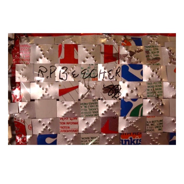 Folk Art Ross Palmer Beecher, Abstract Red Blue Folk Art Americana Flag Can Tapestry Quilt Ross Palmer Beecher, c.1988 For Sale - Image 3 of 18