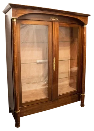 French Two-Door Oak Display Cabinet with Bronze Details, 1850