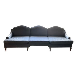 Mid Century Sofa in a Damask Croc Pattern For Sale