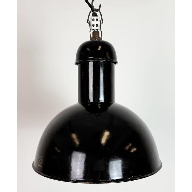 Industrial Black Enamel Pendant Lamp from Aeg, 1930s For Sale - Image 6 of 18