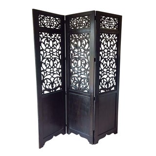 Wooden Espresso Finished Room Divider For Sale